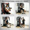 Soozier Multi Home Gym Equipment, Workout Station with Sit up Bench, Push up Stand, Dip Station, 143lbs Weights
