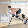 4-in-1 Ab Workout Exercise Equipment Rowing Machine Leg Press Machine Ab Glider Machine Roman Chair Fitness Equipment for Ab Workout