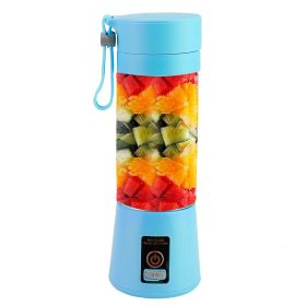 Portable Juicer Blender USB Rechargeable Juicer Cup Fruit Baby Food Mixing Machine with 6 Blades Powerful Motor (blue)