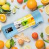 Portable Juicer Blender USB Rechargeable Juicer Cup Fruit Baby Food Mixing Machine with 6 Blades Powerful Motor (blue)