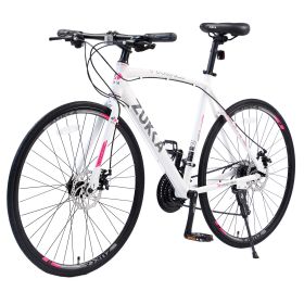 24 Speed Hybrid Bike Disc Brake 700C Road Bike For Men & Women's City Bicycle...