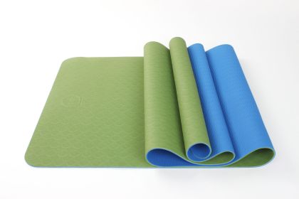 2 Tone TPE Premium Yoga Mat (green-dark blue)