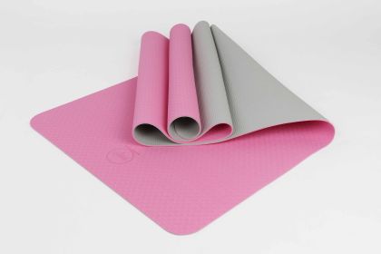2 Tone TPE Premium Yoga Mat (fabric pink-gray)