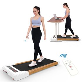 Walking Pad Treadmill Under Desk,Portable Mini Treadmill 265 lbs Capacity with Remote Control, Bluetooth and LED Display. (brown/white)