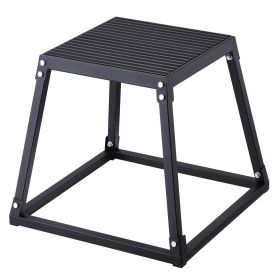 VEVOR Plyometric Jump Box, 18 Inch Plyo Box, Steel Plyometric Jumping Agility Box, Anti-Slip Fitness Exercise Step Up Box for Home Gym Training, Black