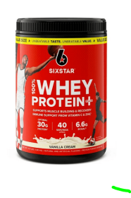 Six Star Pro Nutrition 100% Whey Protein Plus Powder, Vanilla Cream, 30 G Protein, 4.1 lb