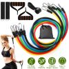 11Pcs Resistance Bands Set Fitness Workout Tubes Exercise Tube Bands Up to 100lbs w/ Door Anchor Handles Ankle Straps