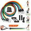 11Pcs Resistance Bands Set Fitness Workout Tubes Exercise Tube Bands Up to 100lbs w/ Door Anchor Handles Ankle Straps