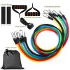 11Pcs Resistance Bands Set Fitness Workout Tubes Exercise Tube Bands Up to 100lbs w/ Door Anchor Handles Ankle Straps