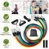 11Pcs Resistance Bands Set Fitness Workout Tubes Exercise Tube Bands Up to 100lbs w/ Door Anchor Handles Ankle Straps