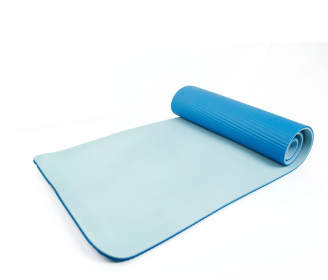 Athletic Works Two Tone Fitness Mat, 10mm, 72inx24in, Blue Color, NBR Foam, with Carry Strap