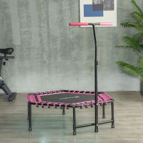 45" Rebounder Trampoline for Adults, Quiet Bungee Rebounder with LED Lights and Adjustable Handle, Pink