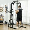 Power Cage with 15-Level Adjustable Squat Rack Cable Pulley Pull up and Push up Stand for Home Gym