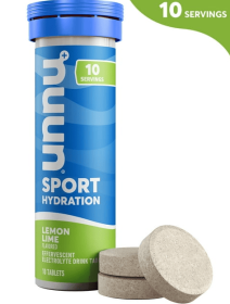 Nuun Sport Electrolyte Sports Drink Water Enhancer Mix Tablets for Proactive Hydration, Lemon Lime, 10 Count Tube