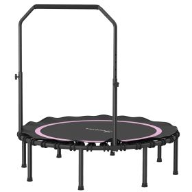 Soozier 48" Rebounder Trampoline for Adults, Foldable Mini Trampoline with Adjustable Handle Bar for Indoor Outdoor, Pink