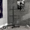 Olympic Weight Plate Rack Holder 2 inch Plates Bars 440lbs with Wheels Clamps
