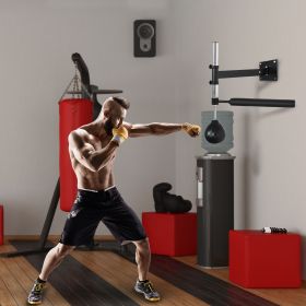 Wall Mount Reflex Boxing Trainer with 360° Rotating Rapid Boxing Bar Punching Ball Black Home Gym Equipment