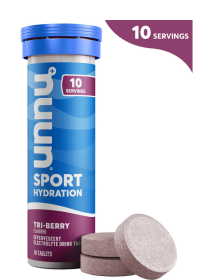 Nuun Sport Electrolyte Sports Drink Water Enhancer Mix Tablets for Proactive Hydration, Tri-Berry, 10 Count Tube