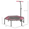 45" Rebounder Trampoline for Adults, Quiet Bungee Rebounder with LED Lights and Adjustable Handle, Pink