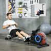 Soozier Foldable Rower Machine, Water Rowing Machine with Wheels, LCD Monitor and Tablet Holder for Cardio Training, White