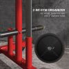 2 Inch Weight Plate Rack, Plate Rack Holder For Olympic Weight Plates and Bars, with 4 Transport Wheels and 6 Fasten Clamps, 440lbs Capacity, Red