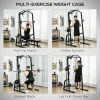 Power Cage with 15-Level Adjustable Squat Rack Cable Pulley Pull up and Push up Stand for Home Gym