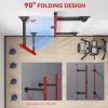Folding Squat Rack with Pull Up Bar, Wall Mounted and Adjustable, 1000 Pounds Capacity Power Rack, Red