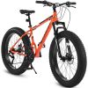 S26109 26 Inch Fat Tire Bike Adult/Youth Full Shimano 21 Speed Mountain Bike, Dual Disc Brake, High-Carbon Steel Frame, Front Suspension