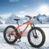 S26109 26 Inch Fat Tire Bike Adult/Youth Full Shimano 21 Speed Mountain Bike, Dual Disc Brake, High-Carbon Steel Frame, Front Suspension