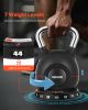VEVOR Kettlebell, Adjustable Kettlebell with 7 Weight Levels (5, 11.5, 18, 24.5, 31, 37.5, 44 lbs), Die-Cast Aluminum and ABS Material