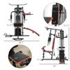 Soozier Multi Home Gym Equipment, Workout Station with Sit up Bench, Push up Stand, Dip Station, 143lbs Weights