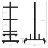 Olympic Weight Plate Rack Holder 2 inch Plates Bars 440lbs with Wheels Clamps