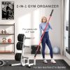 2-Inch Weight Plate Rack with Barbell Bar Holders, Olympic Weight Tree, 660 lbs. Capacity, White