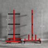 2 Inch Weight Plate Rack, Plate Rack Holder For Olympic Weight Plates and Bars, with 4 Transport Wheels and 6 Fasten Clamps, 440lbs Capacity, Red