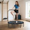 Soozier 48" Rebounder Trampoline for Adults, Foldable Mini Trampoline with Adjustable Handle Bar for Indoor Outdoor, Blue