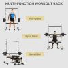 Squat Rack with Pull Up Bar and Barbell Bar Adjustable Bench Press Multi-Function Weight Lifting Half Rack, White