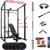 100lb Home Gym sets Multi-functional Power Cage,Home Adjustable Pullup Squat Rack 1000Lbs Capacity Comprehensive Fitness Barbell Rack