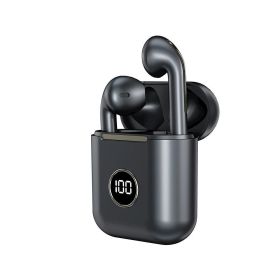 Garyway Portable X1 J18 TWS New design V5.2 wireless earbuds LCD battery display earphone for sporting Smart Touch Control (Color: Black)