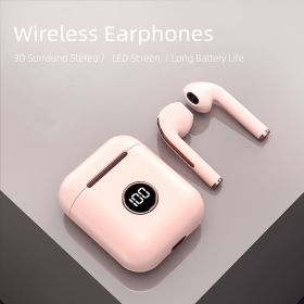 Garyway Portable X1 J18 TWS New design V5.2 wireless earbuds LCD battery display earphone for sporting Smart Touch Control (Color: Pink)