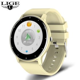 New Smart Watch Men Full Touch Screen Sport Fitness Watch IP67 Waterproof Bluetooth For Android ios smartwatch Men+box (Color: yellow, Ships From: China)