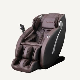 Massage Chair Full Body, Zero Gravity SL-Track Shiatsu Massage Recliner Chair with Body Scan, Airbags, Foot Rollers, Deep Yoga Stretch (Main Material: PU Leather, Main Color: Black+Brown)