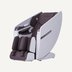 Massage Chair Full Body, Zero Gravity SL-Track Shiatsu Massage Recliner Chair with Body Scan, Airbags, Foot Rollers, Deep Yoga Stretch (Main Material: PU Leather, Main Color: Brown white)