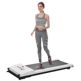 Soozier Under Desk Treadmill, Portable Walking Pad with Foldable Wheels, Remote Control, LED Display, 264 lbs Weight Capacity, White (Color: as Pic)