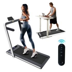 2 in 1 Under Desk Treadmill, 2.5HP Folding Electric Treadmill Walking Jogging Machine for Home Office with Remote Control, White (Color: as Pic)