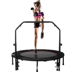 48" Foldable Mini Trampoline Max Load 300lbs, Fitness Rebounder with Adjustable Foam Handle, Exercise Trampoline for Adults Indoor/Garden Workout (Color: as Pic)