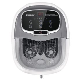 Portable All-In-One Heated Foot Spa Bath Motorized Massager (Color: gray)