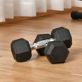 Soozier 2 x 15lbs Hex Dumbbell Set of 2, Rubber Weights Exercise Fitness Dumbbell with Non-Slip Handles, Anti-roll, for Women or Men Home Gym Workout (Color: Multicolor)