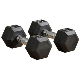 Soozier 2 x 15lbs Hex Dumbbell Set of 2, Rubber Weights Exercise Fitness Dumbbell with Non-Slip Handles, Anti-roll, for Women or Men Home Gym Workout (Color: as Pic)