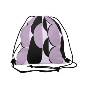 Drawstring Backsac Bag - Geometric Lavender And Black Pattern (size: 14â€ x 13â€)