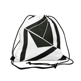 Drawstring Backsac Bag - Black And White Geometric Pattern (size: 14” x 13”)